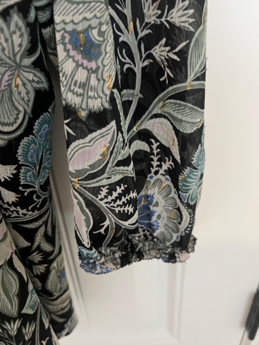Lane Bryant Women’s Black Floral Tie-Neck Peasant Blouse Sz 30/32 NWT - Picture 5 of 14